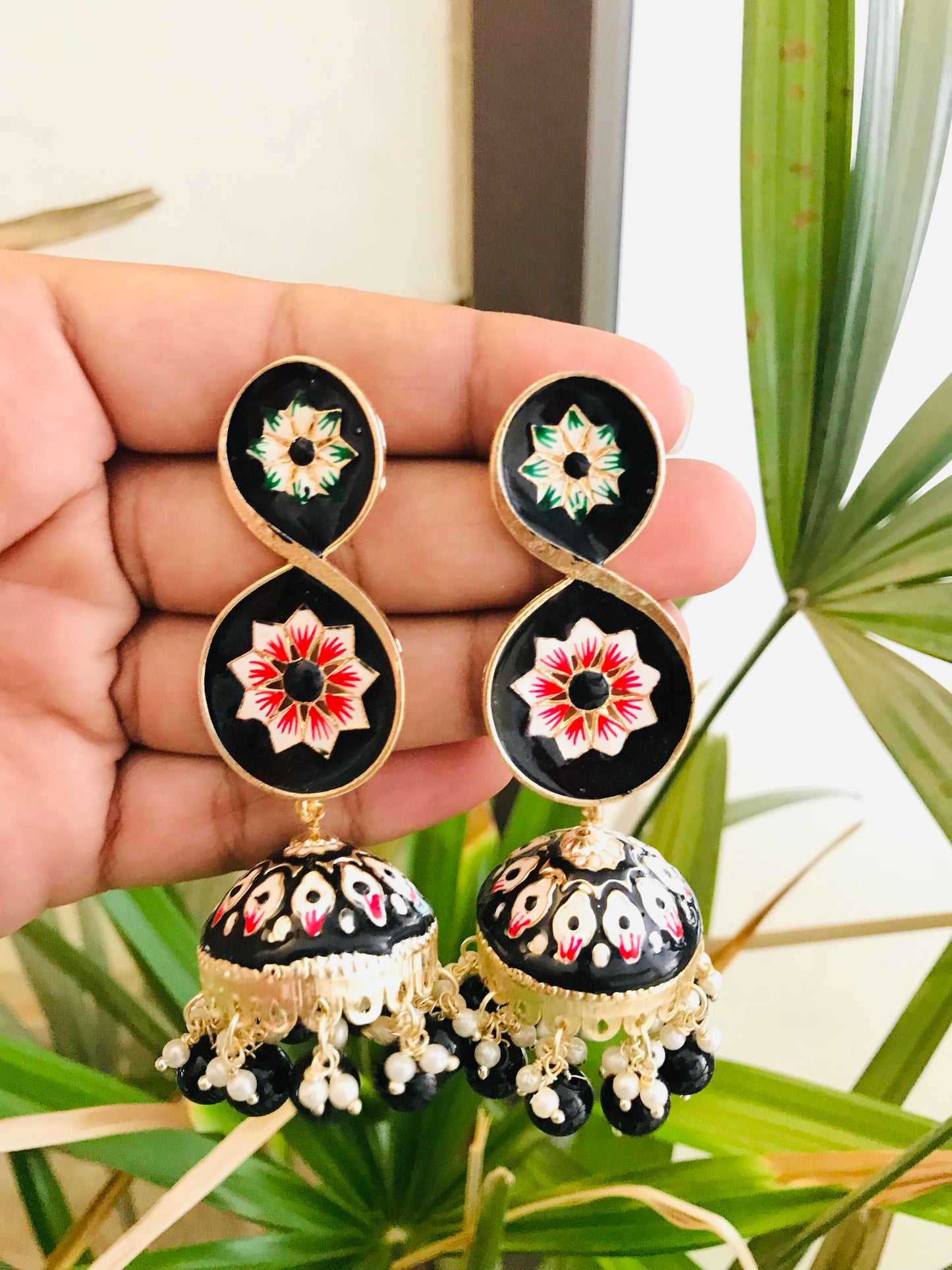 Designer Meenakari Jhumkas