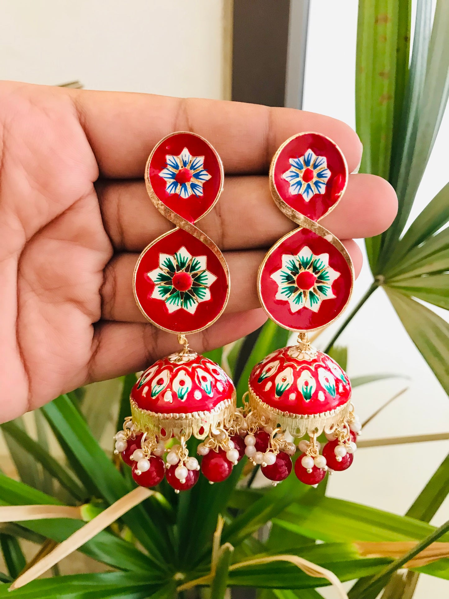 Designer Meenakari Jhumkas