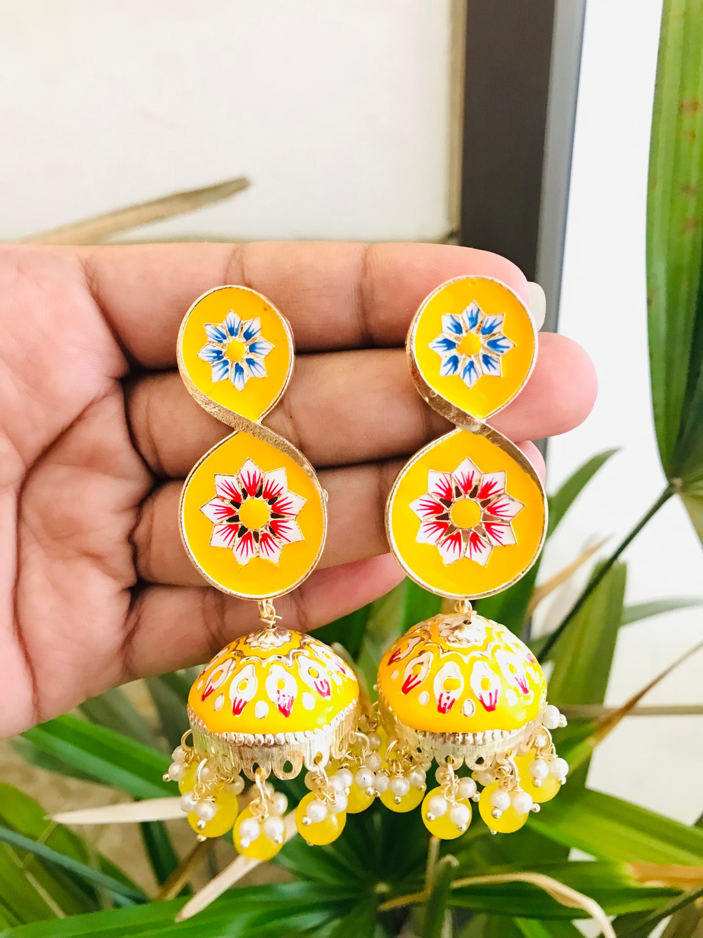 Designer Meenakari Jhumkas