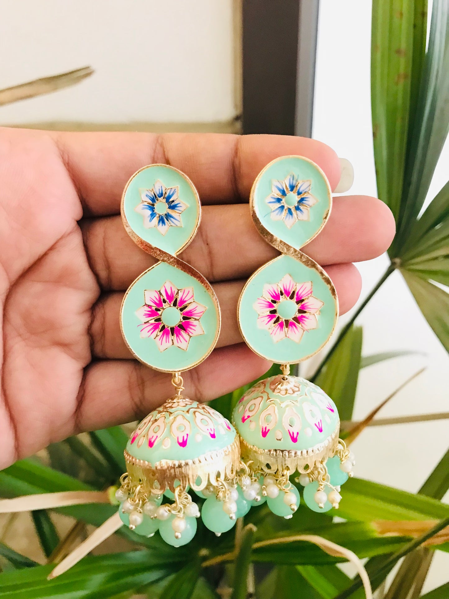 Designer Meenakari Jhumkas