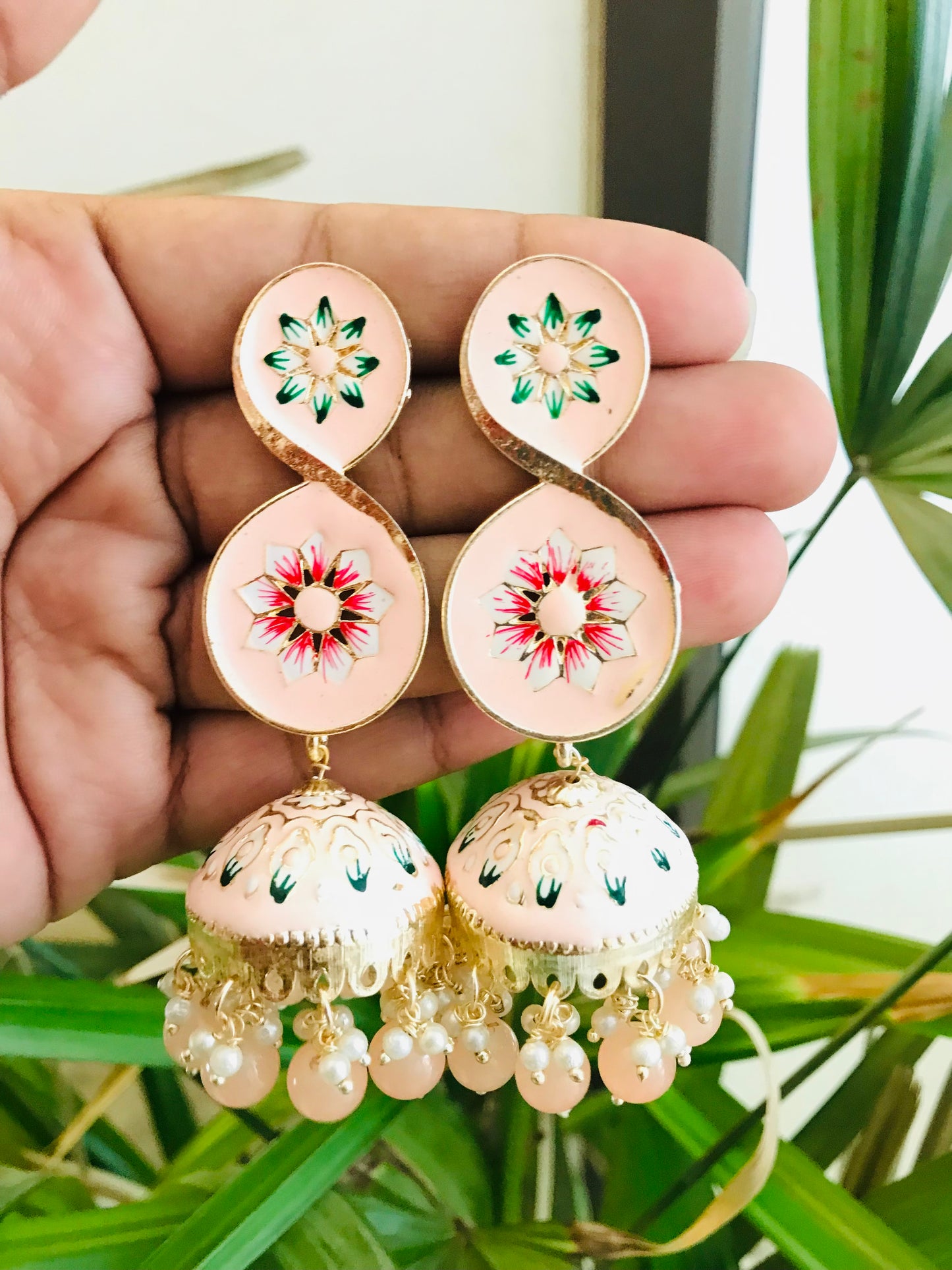 Designer Meenakari Jhumkas