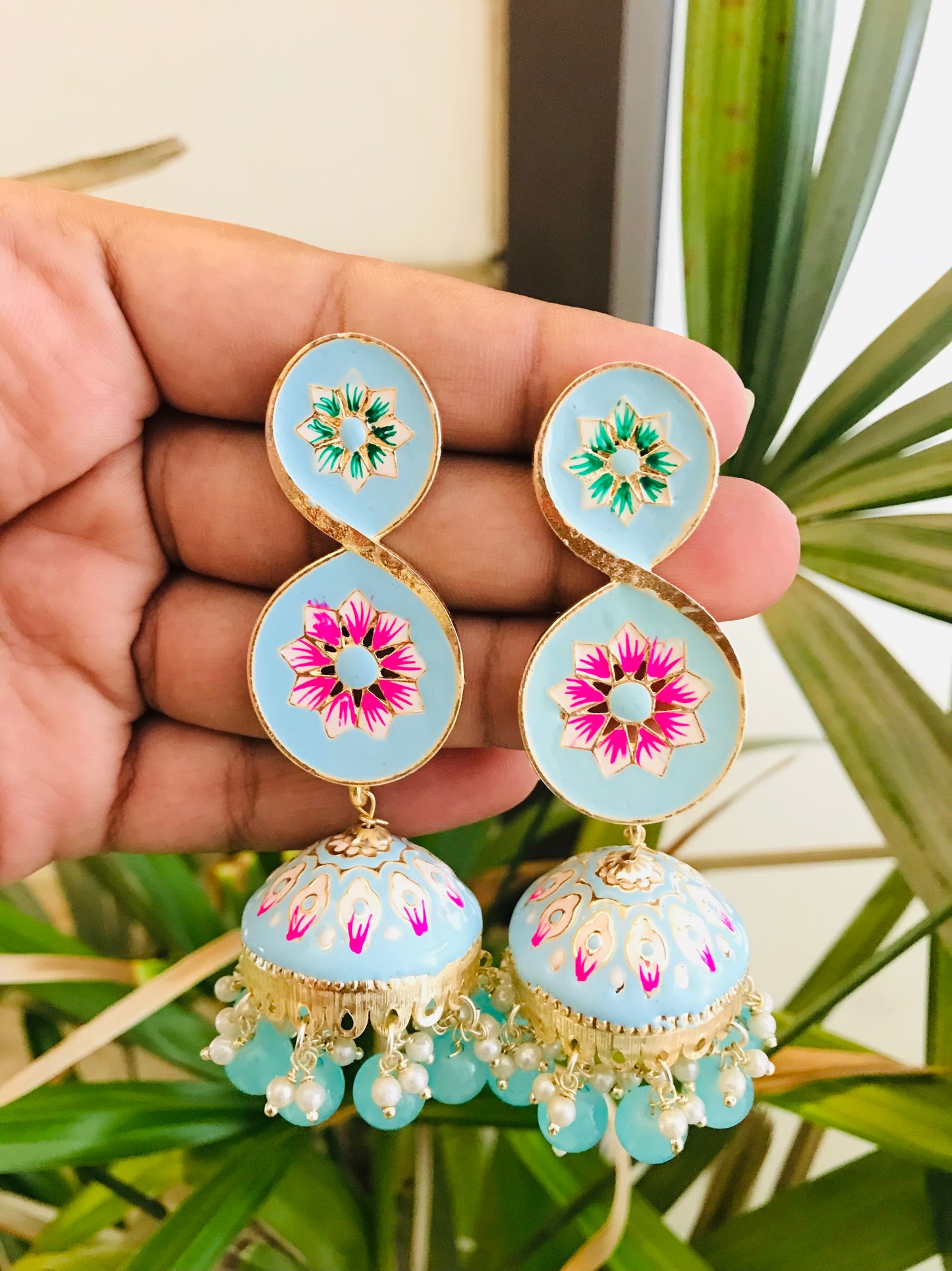 Designer Meenakari Jhumkas