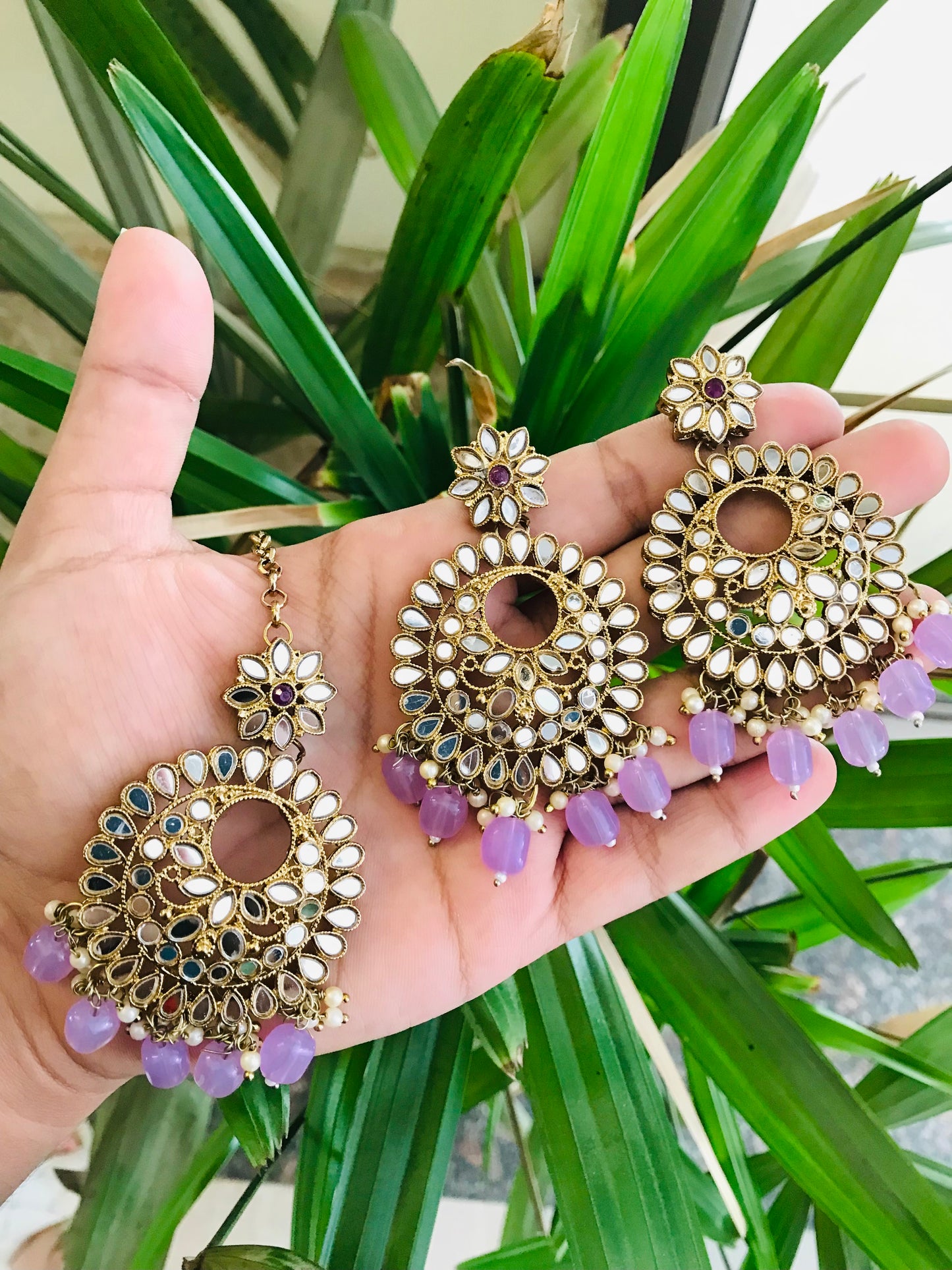 Mirror Earrings and Maangteeka