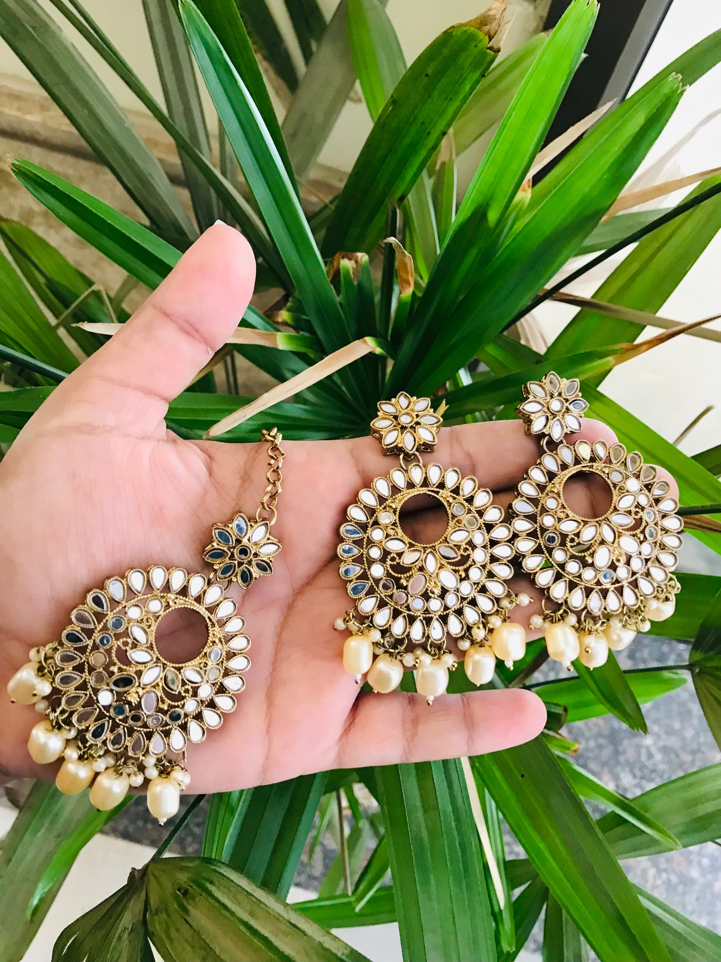 Mirror Earrings and Maangteeka