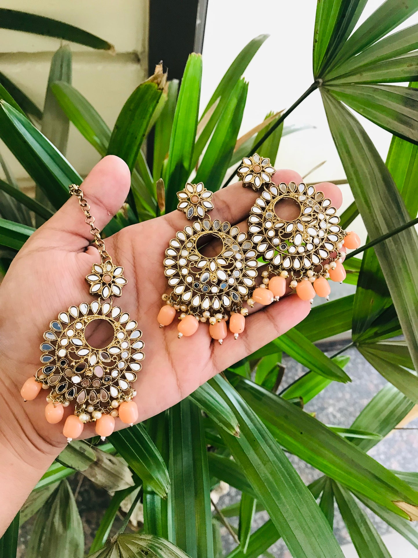 Mirror Earrings and Maangteeka