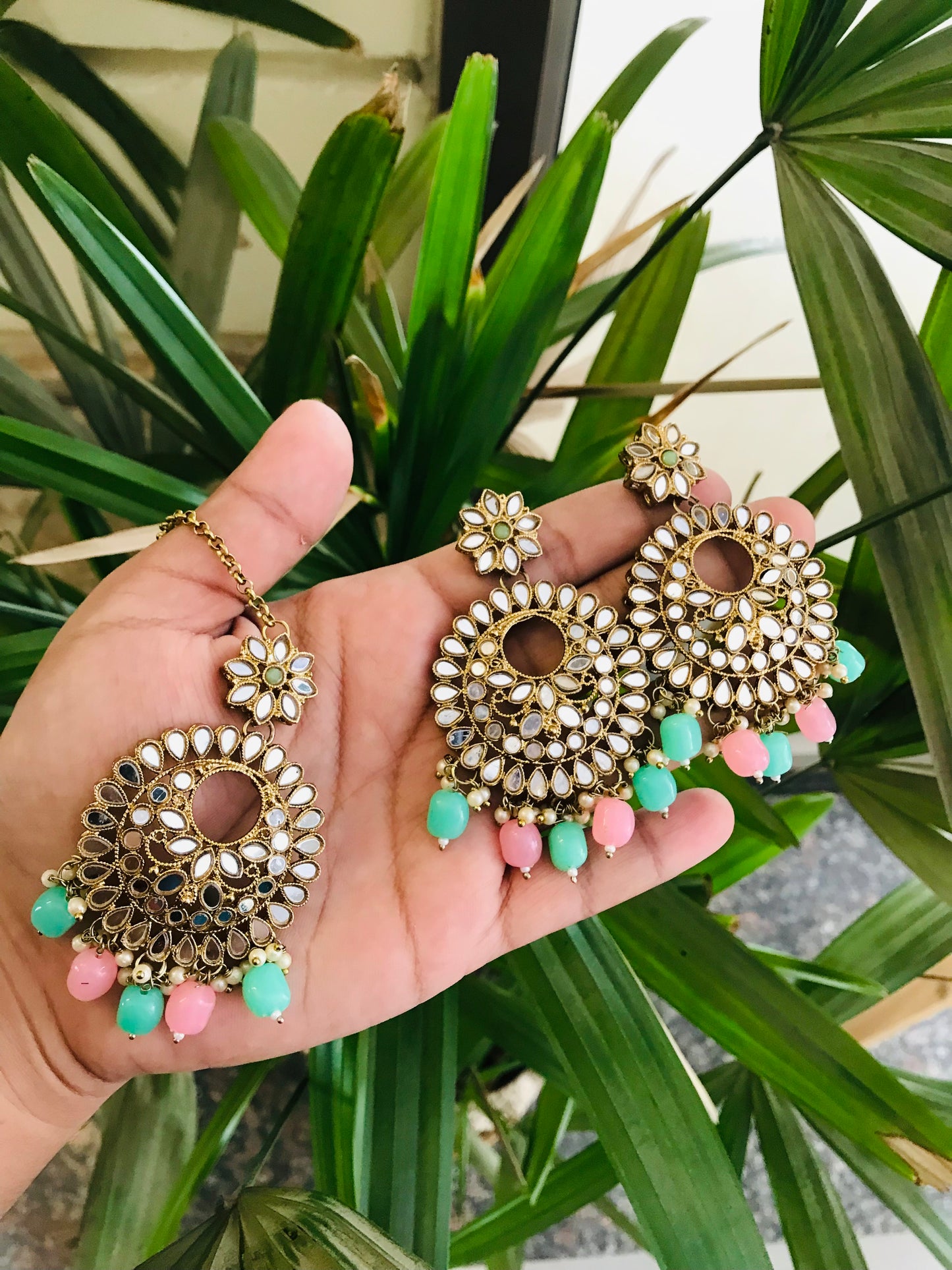 Mirror Earrings and Maangteeka