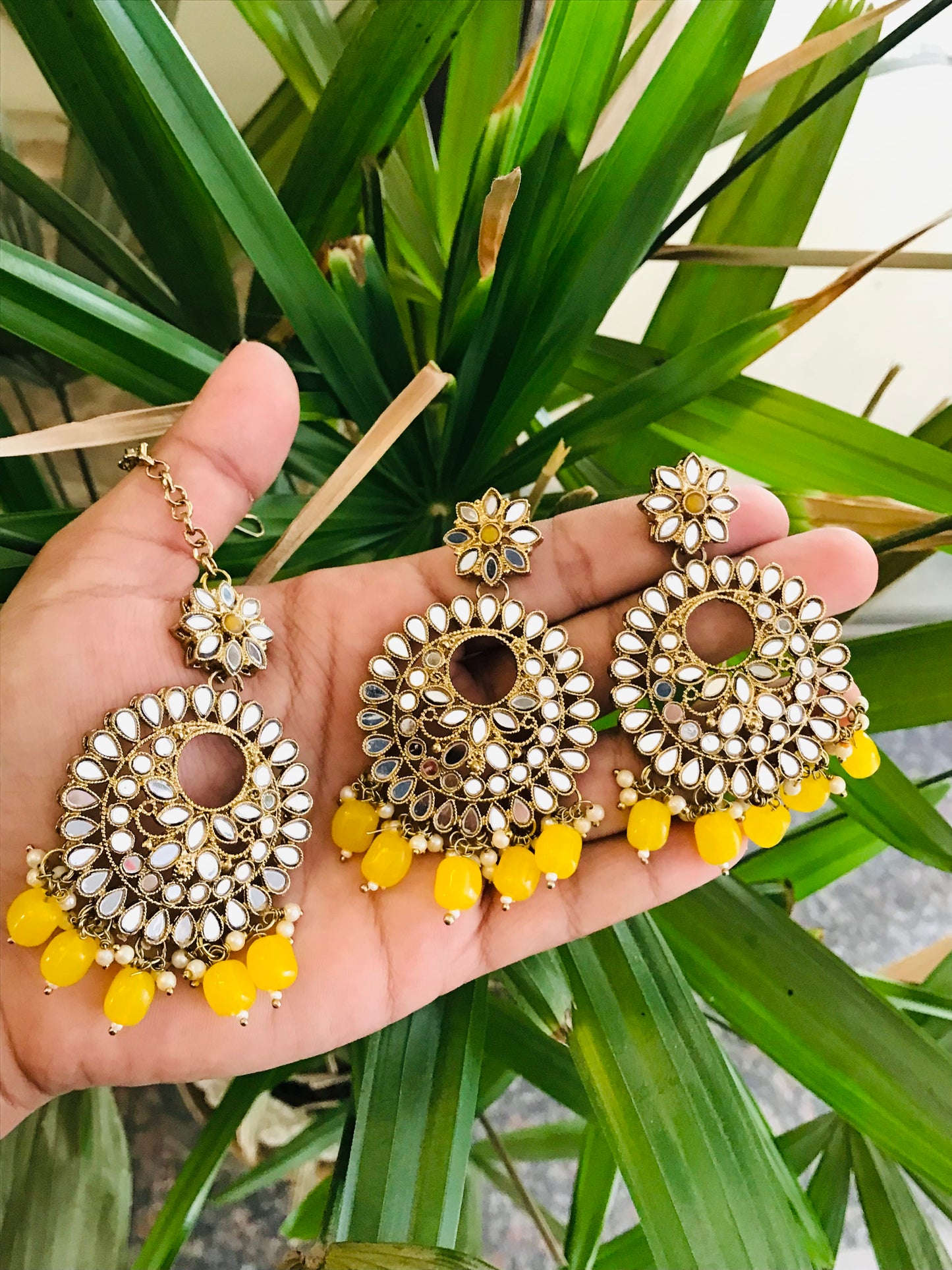 Mirror Earrings and Maangteeka