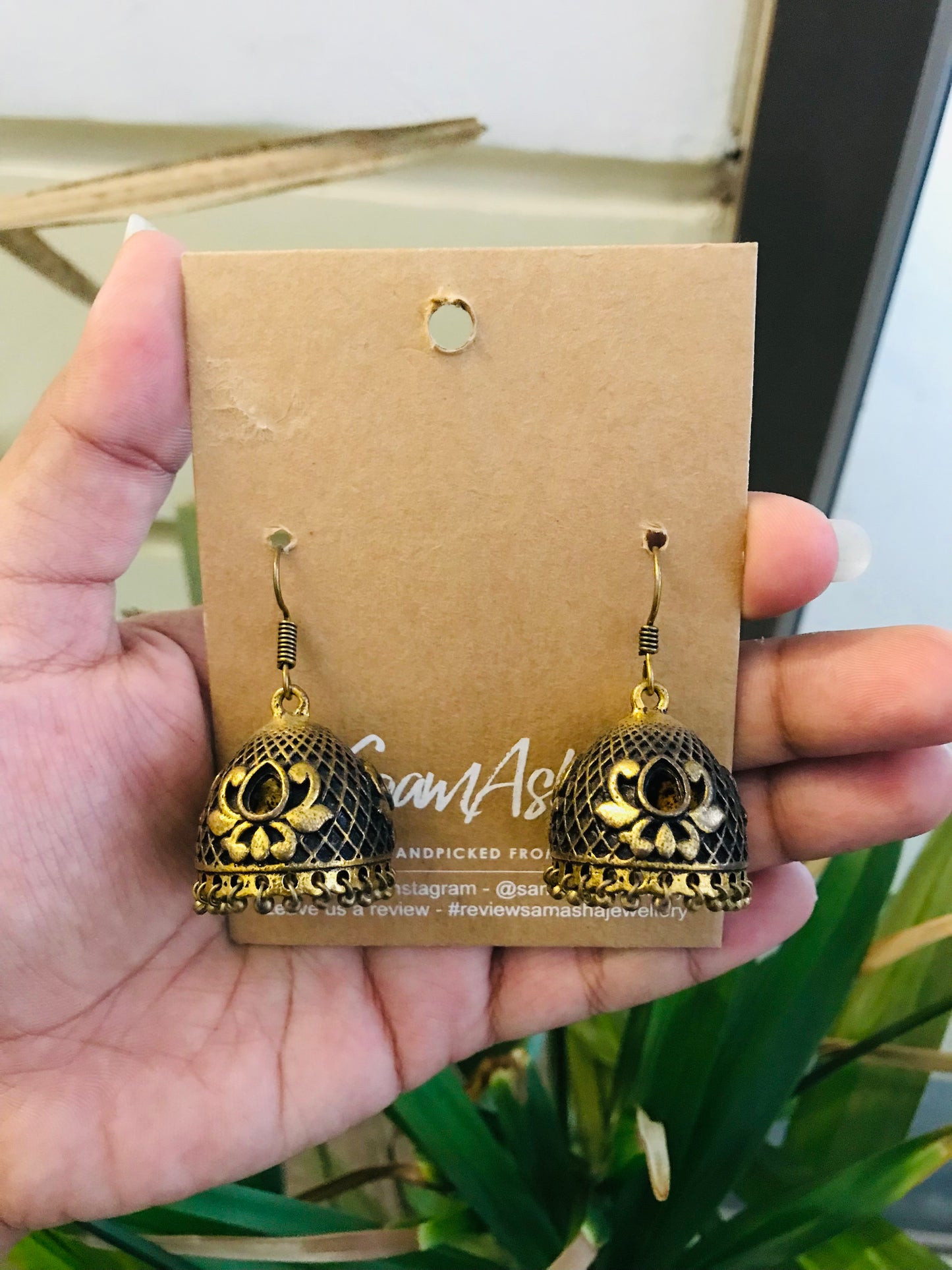 Golden Kaanti (Hook) Style Jhumkas