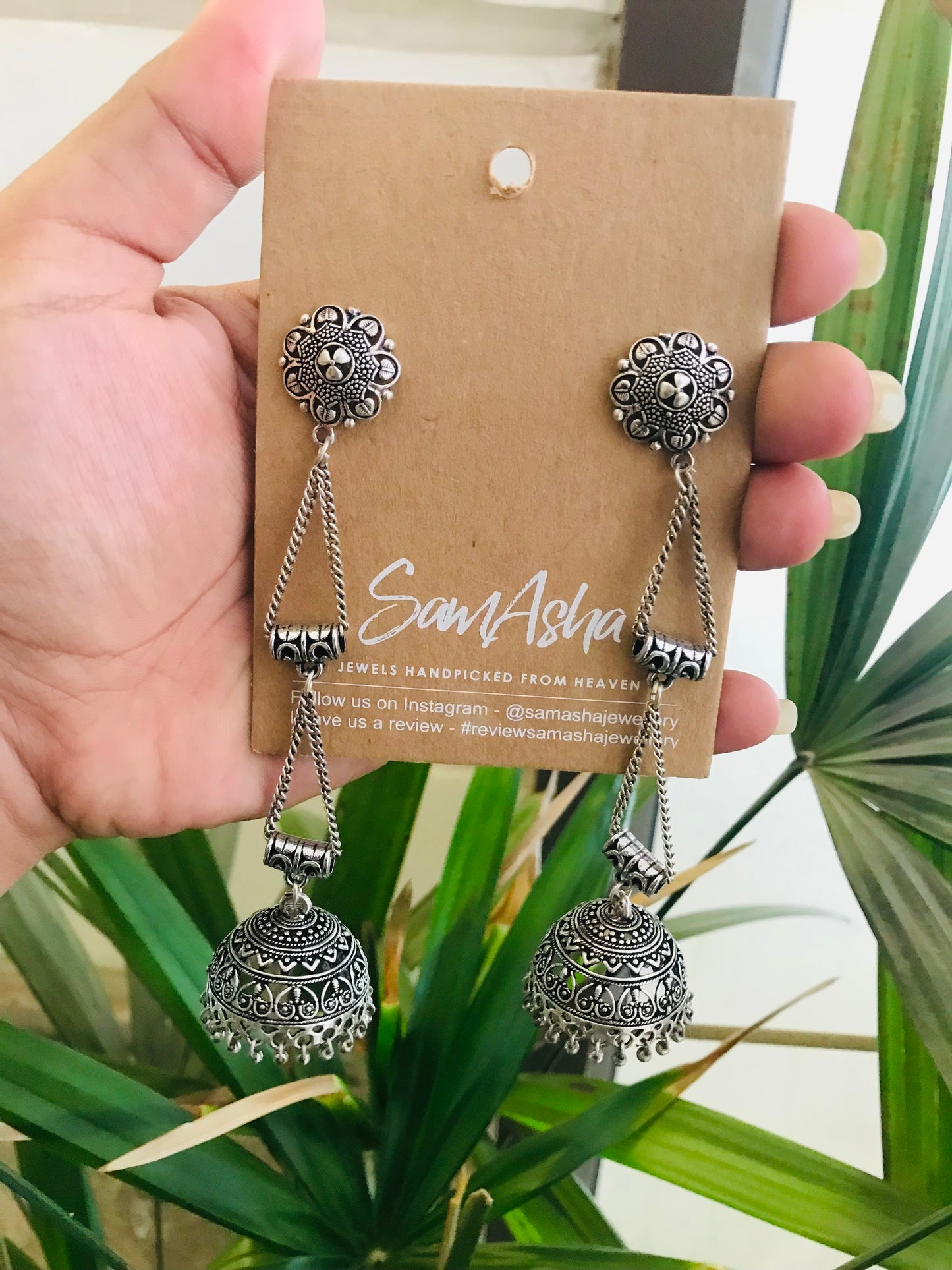 Flower Studs Double Drop Jhumkas