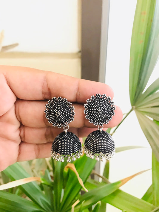 Small Oxidised Jhumkas Design 5