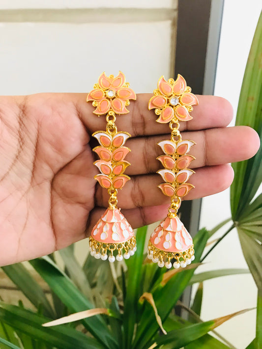 Long Style Meenakari Jhumkas