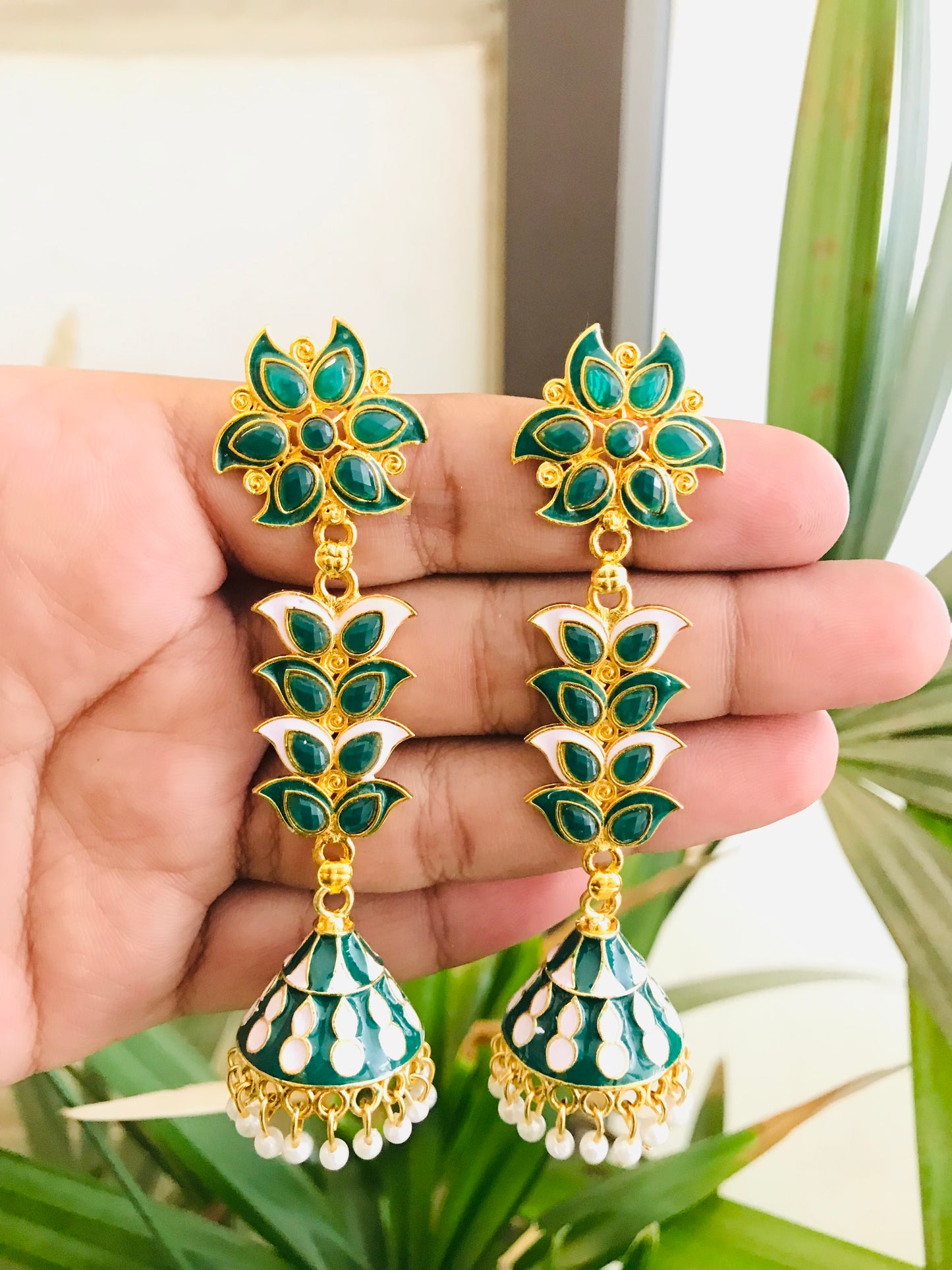 Long Style Meenakari Jhumkas