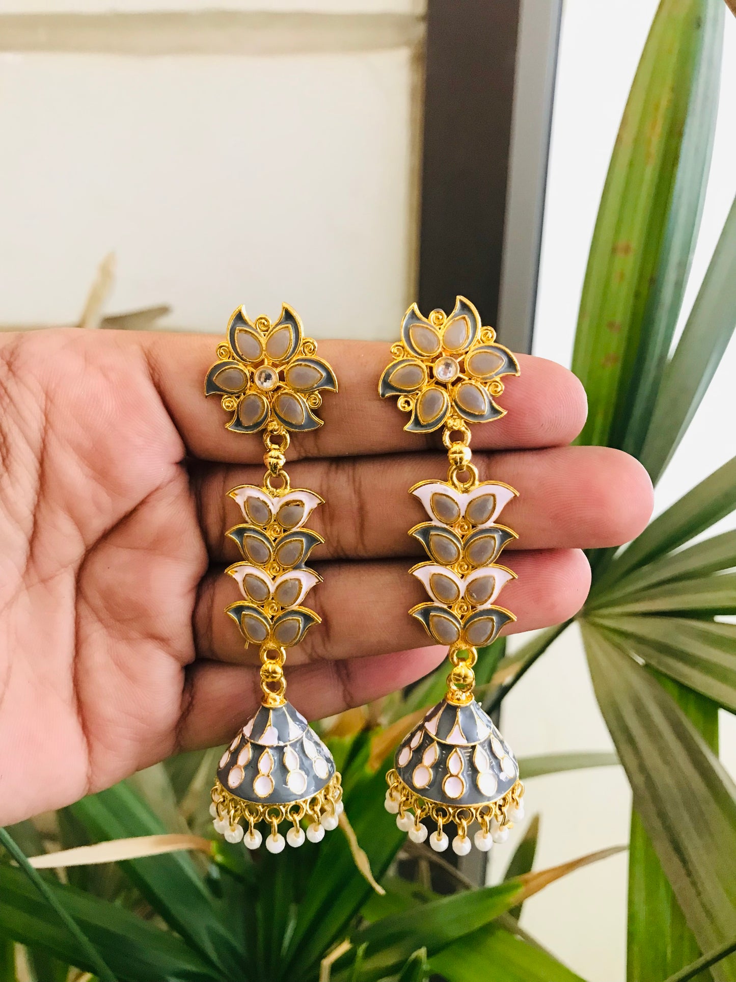 Long Style Meenakari Jhumkas