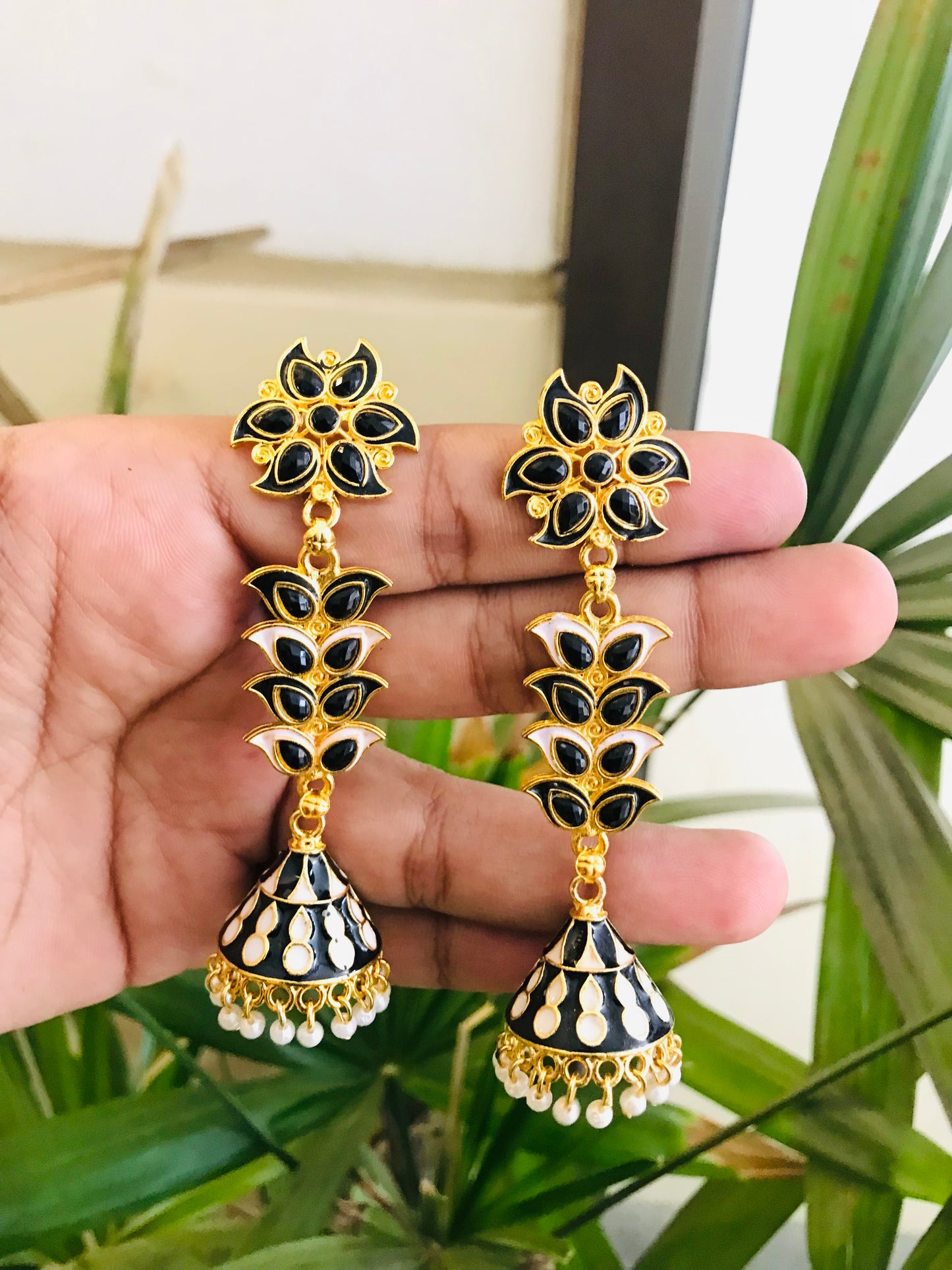 Long Style Meenakari Jhumkas