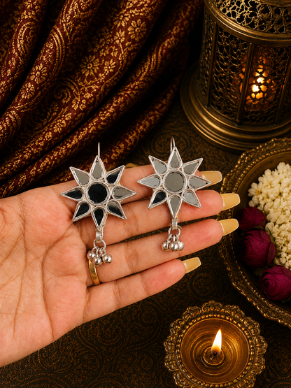 Flower Shaped Glass Earrings