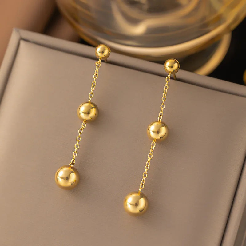 Anti Tarnish 304 Stainless Steel PVD Coated Sweet Simple Style Drop Earrings For Women's