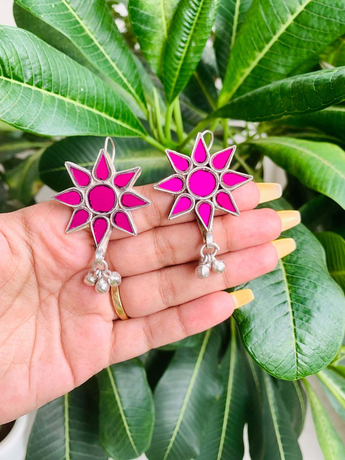 Flower Shaped Glass Earrings