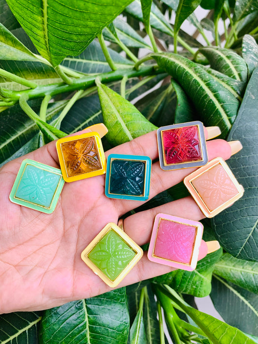 Square Shaped Meenakari Studs