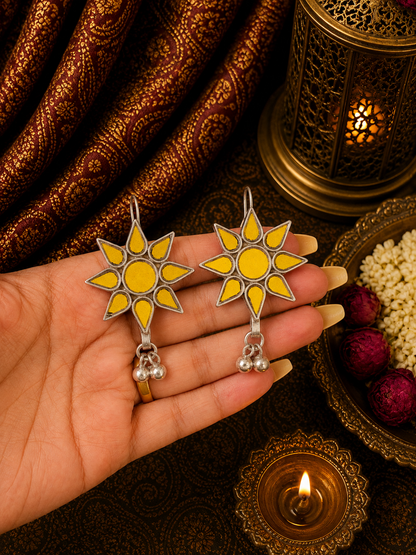 Flower Shaped Glass Earrings