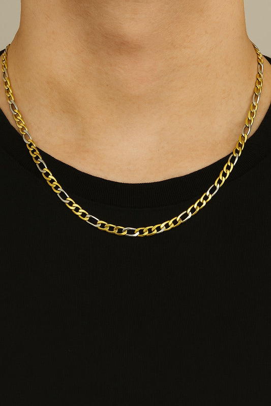 Two-Tone Cuban Link Chain – Gold & Silver Color