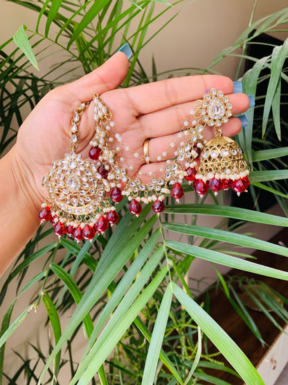 Jhumka With Hair Extension And Maang Tika