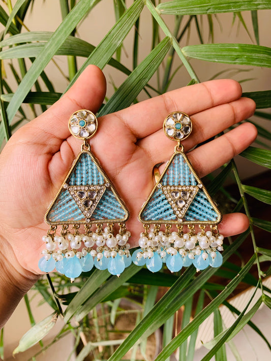 Triangle Pearl Drop Earrings