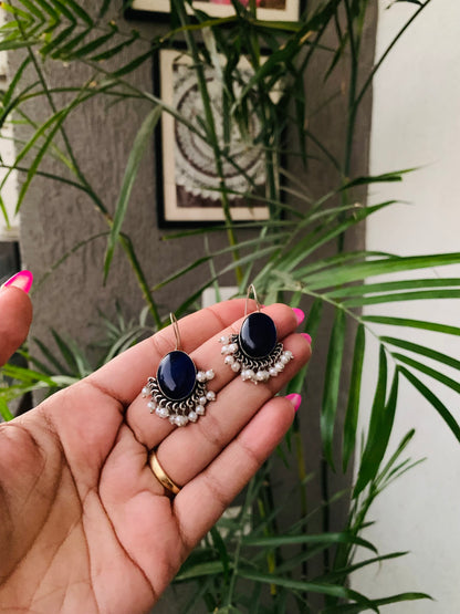Big Stone Pearls Kaanti Earrings