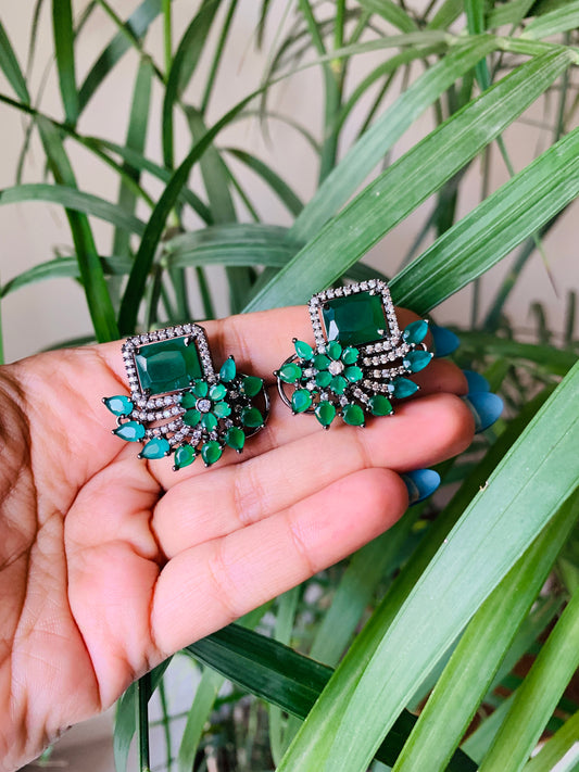 Unique Flower AD Stud Earrings