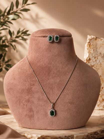 Emerald AD Necklace & Earrings Set