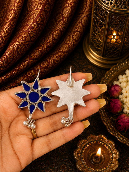 Flower Shaped Glass Earrings