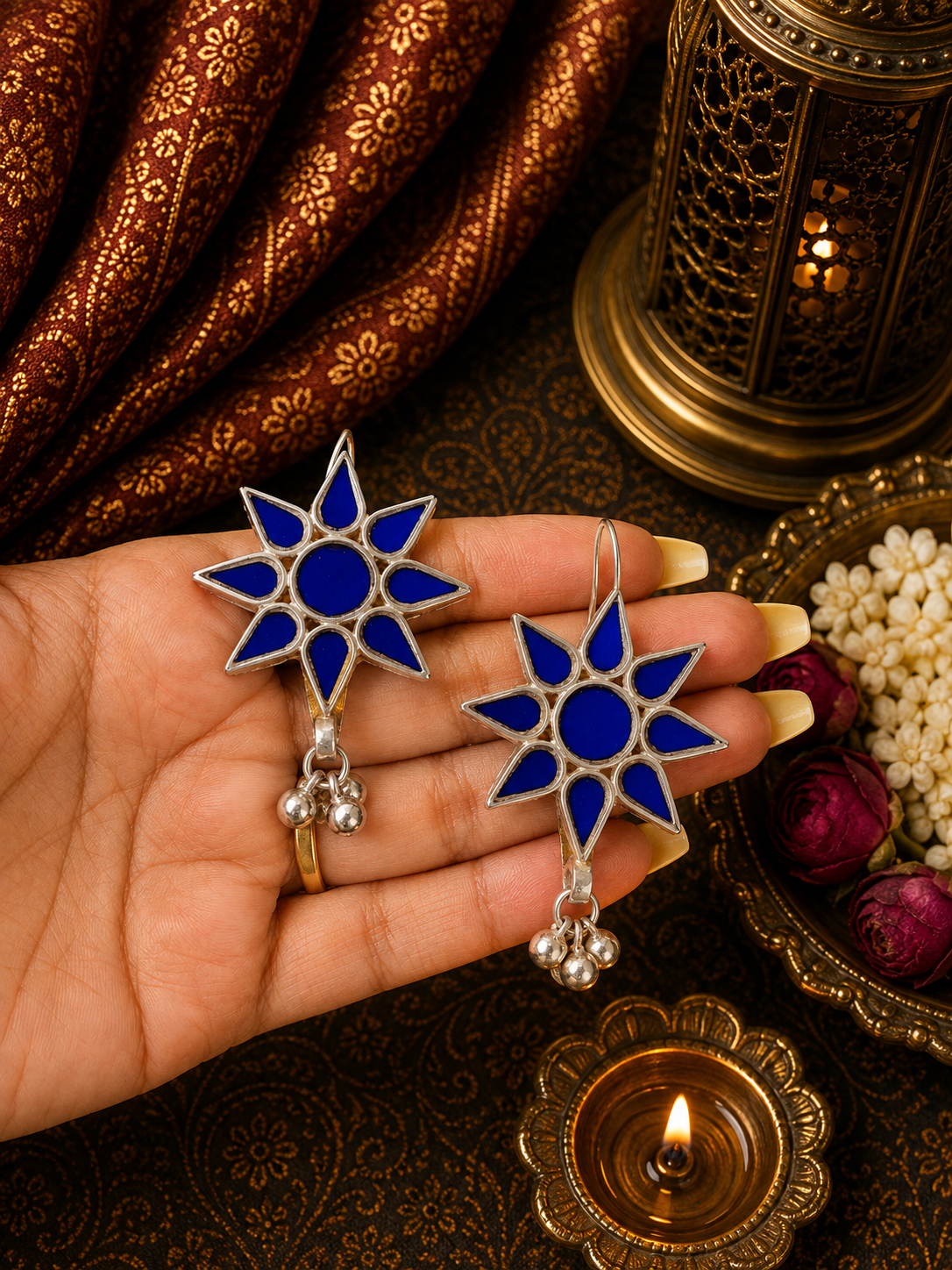 Flower Shaped Glass Earrings