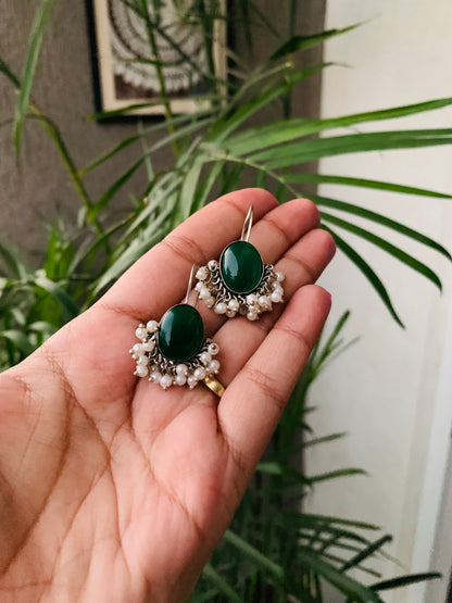 Big Stone Pearls Kaanti Earrings