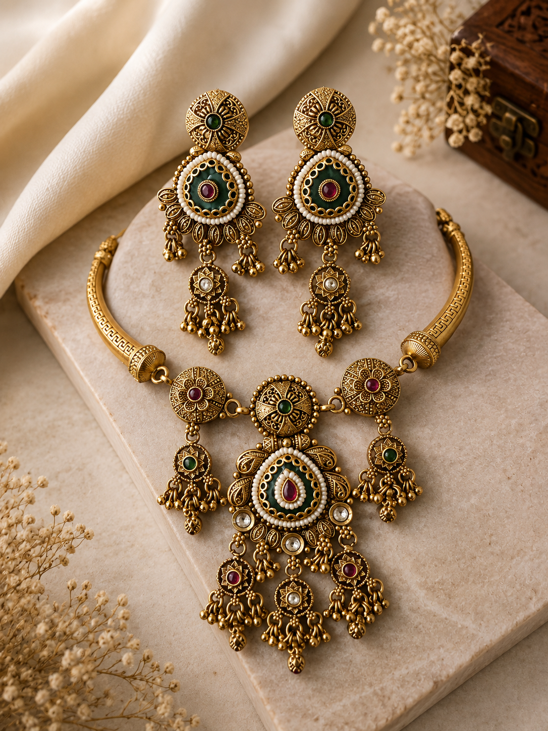 Heritage Peacock Pendant Necklace Set