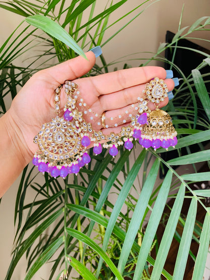 Jhumka With Hair Extension And Maang Tika