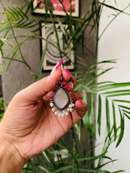 Big Stone Leaf Earrings