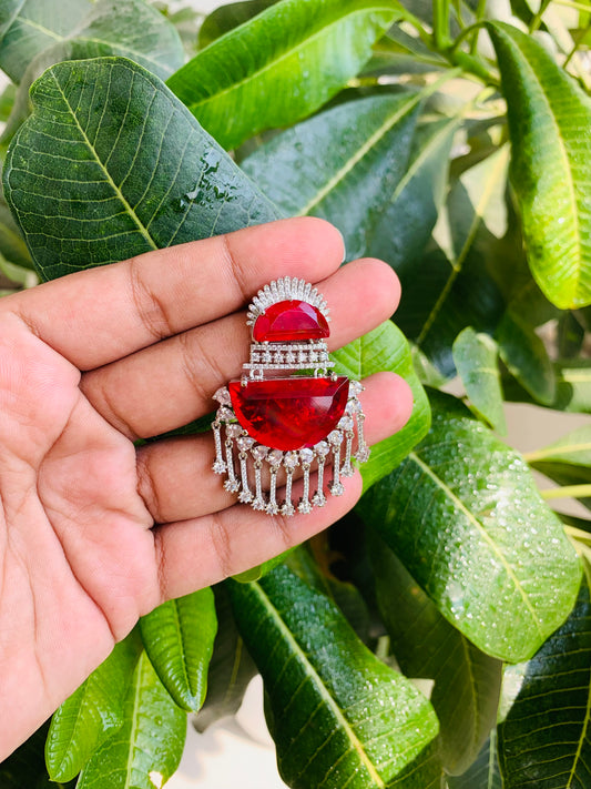 Bright Red Doublet Stone Earrings