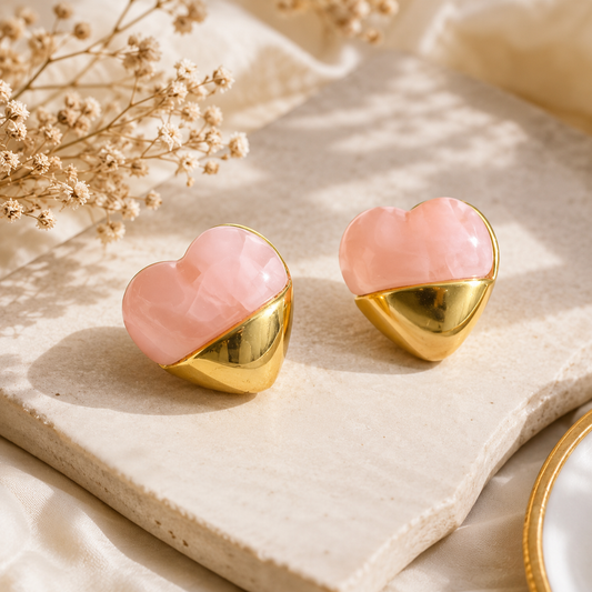 Blush Heart Stud Earrings
