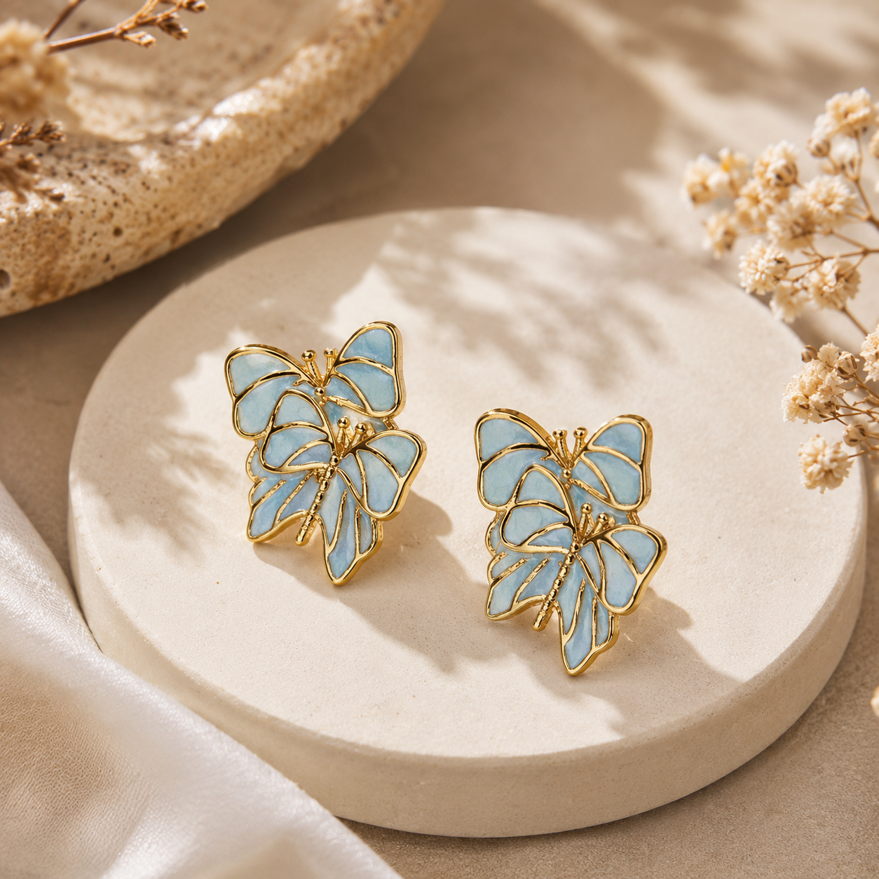 Blue Butterfly Stud Earrings