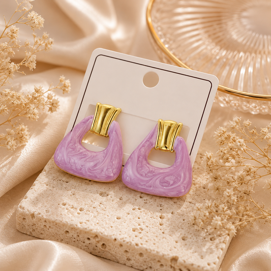 Lilac Resin Statement Earrings