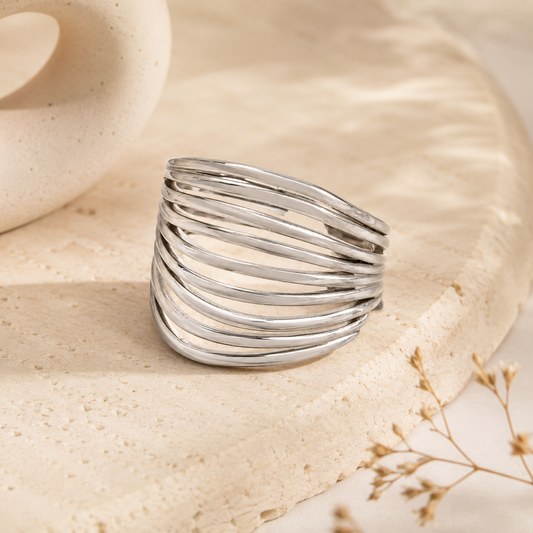 Anti Tarnish Silver Cascade Ring