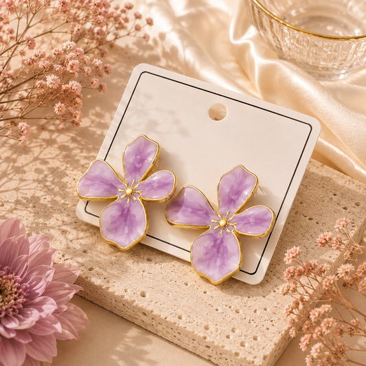 Lavender Blossom Statement Stud Earrings