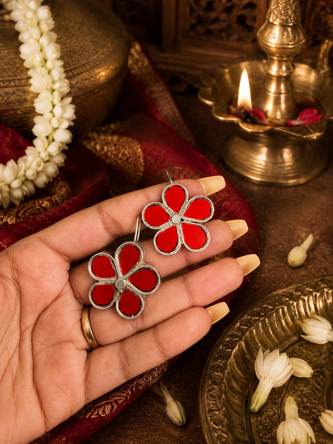 Small Flower Shaped Afghani Earrings