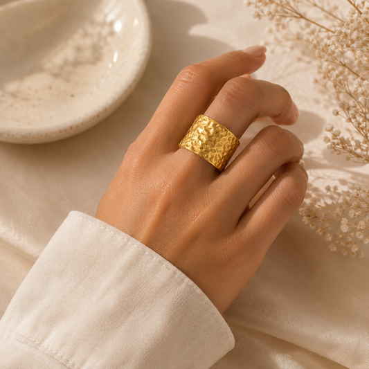 Golden Artisan Cuff Ring