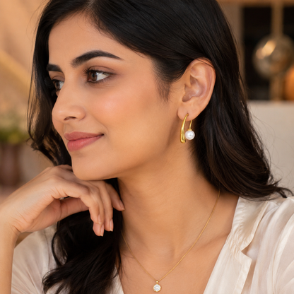 Pearl Arc Drop Earrings