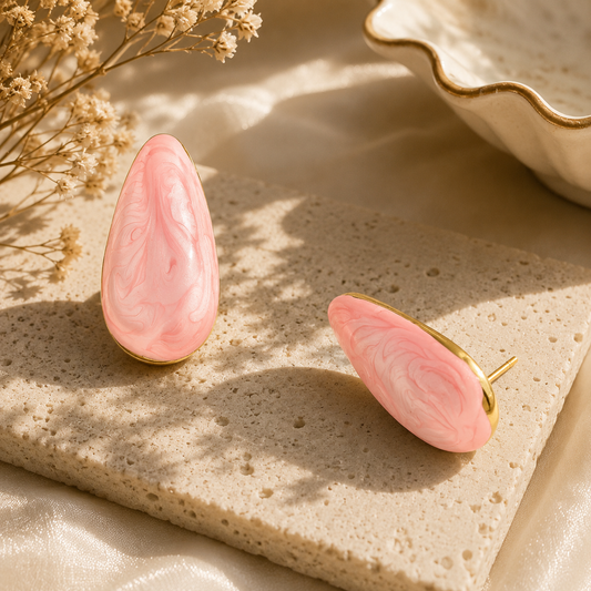 Pink Resin Stud Earrings