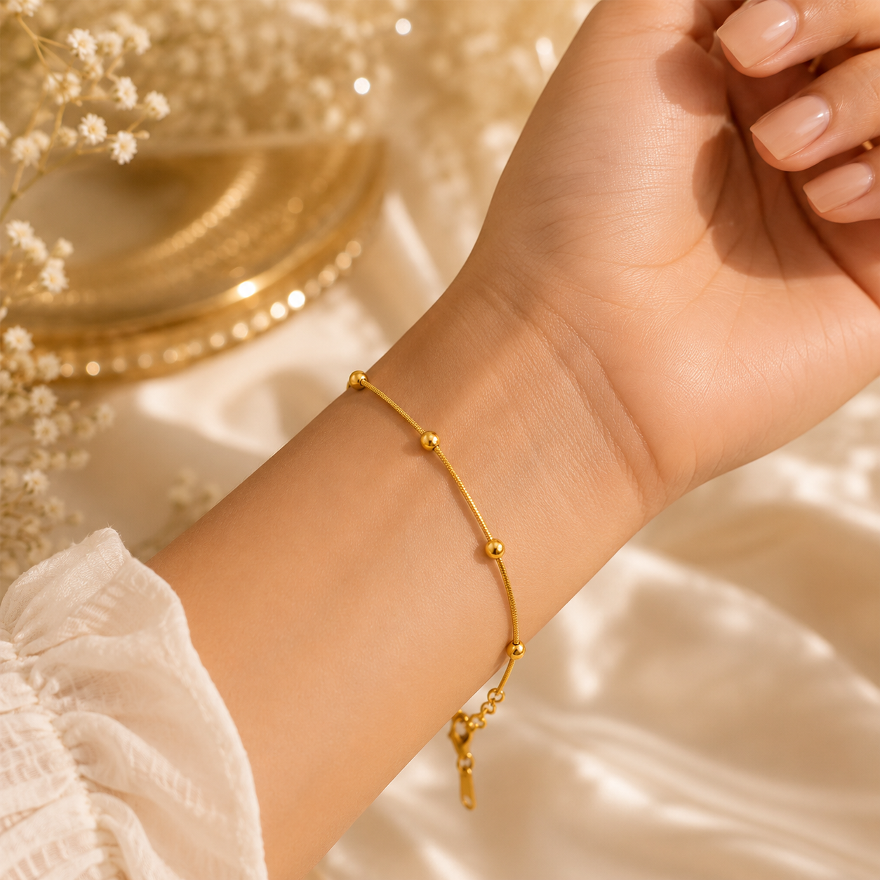 Anti Tarnish Gold Bead Bracelet
