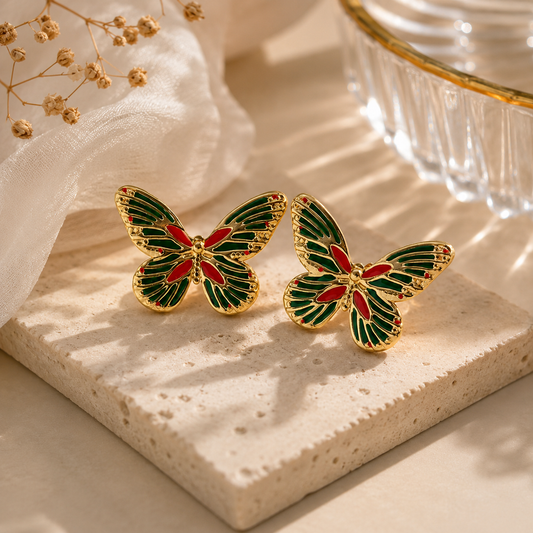 Enamel Butterfly Stud Earrings