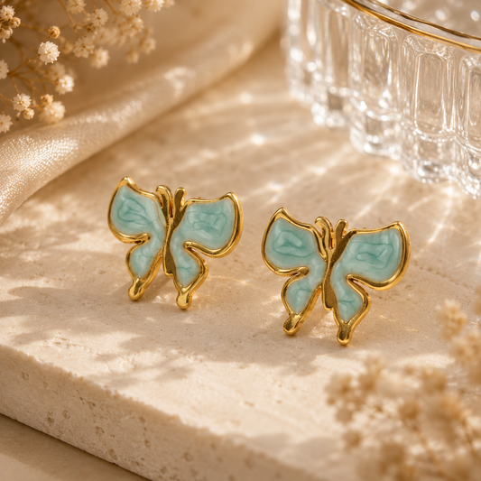 Mint Butterfly Stud Earrings