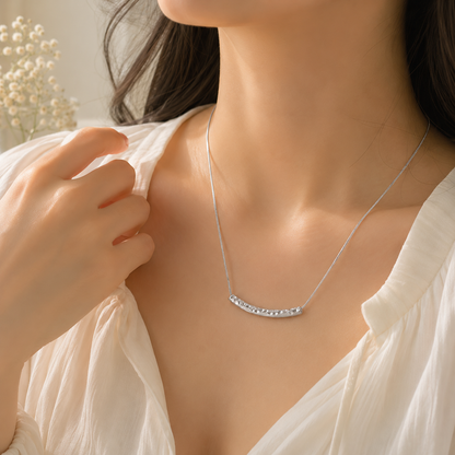 Silver Arc Bar Necklace
