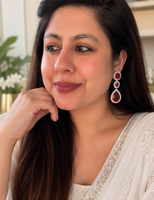 Triple Layered Swarovski Stone Danglers